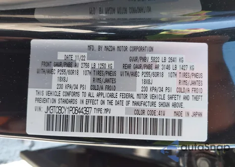 2023 Mazda Cx-9 Touring from USA, damaged, VIN JM3TCBCY1P0644397